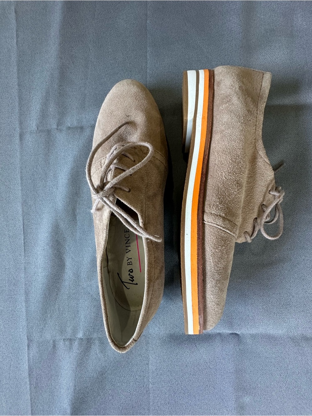 Vince Camuto Beige Leather Suede Oxford Shoes | Women’s 6.5M